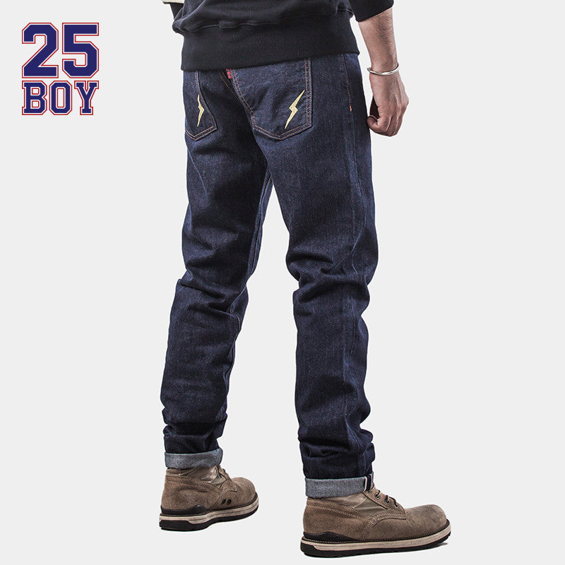 25BOY HARDLY EVER'S Pre-rinsed Selvedge Denims with Embroidery Premium Craft Jeans